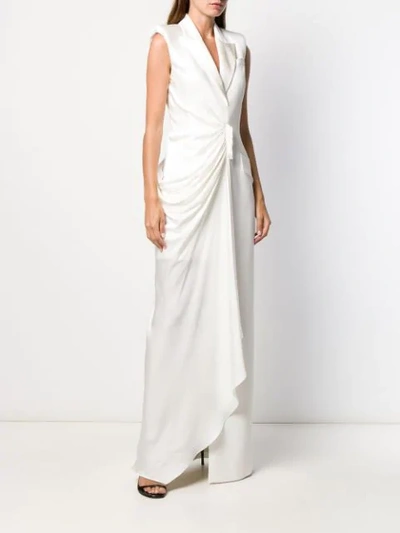 Shop Alexander Mcqueen Draped Tuxedo Gown In White