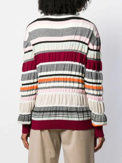 Shop Jw Anderson Stripe Ruched Jumper In Brown