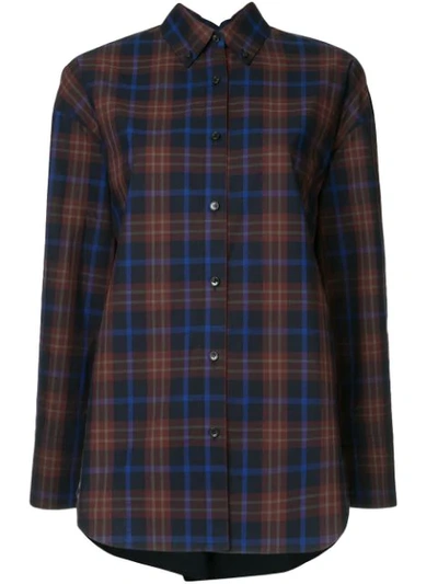 Shop Le Ciel Bleu Checked Back Ruffle Shirt In Multicolour