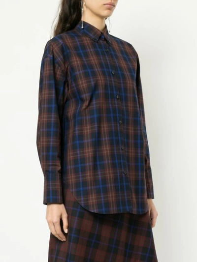 Shop Le Ciel Bleu Checked Back Ruffle Shirt In Multicolour