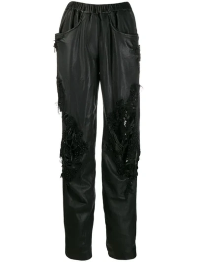 Shop Almaz Distressed Straight Trousers In Black