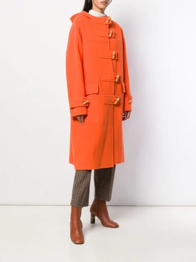 Shop Joseph Hooded Wool Midi Coat In Orange