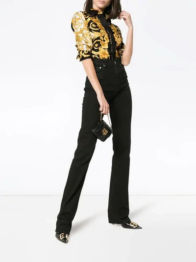 Shop Versace Baroque Flower Print Shirt - Black