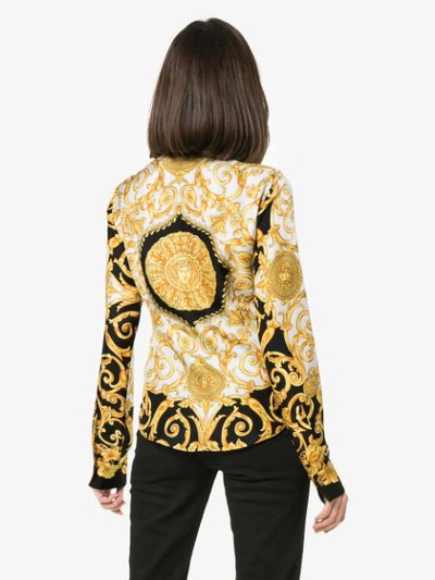 VERSACE BAROQUE FLOWER PRINT SHIRT - 黑色