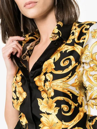 Shop Versace Baroque Flower Print Shirt - Black