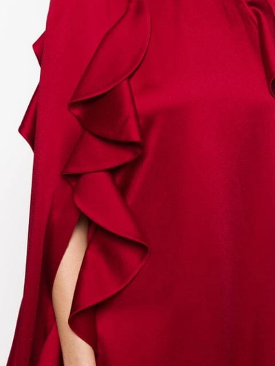 Shop Valentino Ruffled Cape Dress In Red