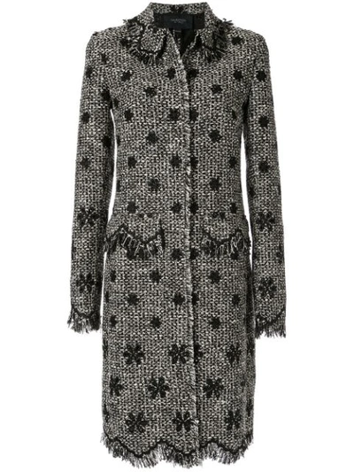 Shop Giambattista Valli Woven Tweed Coat In Black