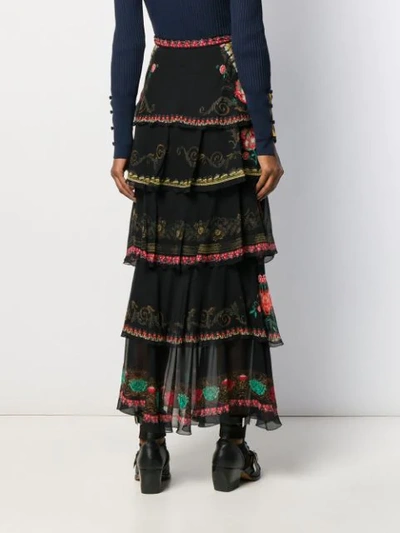Shop Etro Layered Prairie Skirt In Black