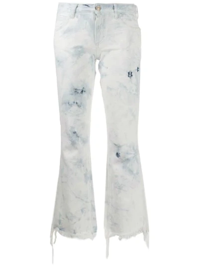 Shop Alanui Frayed Cropped Jeans In White