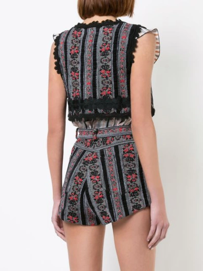 Shop Anna Sui Chenille Stripe Floral Jacquard Vest - Black