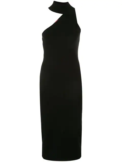 black fitted midi dress