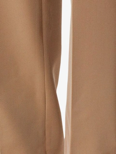 Shop Burberry Straight Fit Button Detail Wool Blend Tailored Trousers In Neutrals