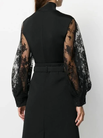 Shop Givenchy Lace Sleeve Bodysuit In Black