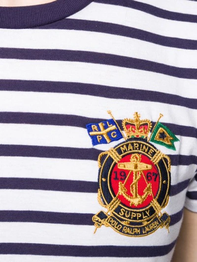 Shop Polo Ralph Lauren Striped Crest T In Blue