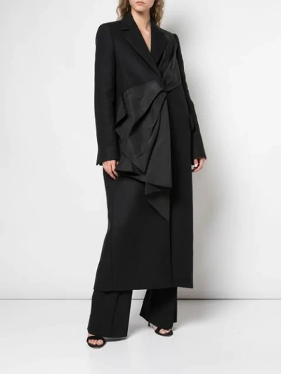 Shop Carolina Herrera Pleated Detail Coat In Black