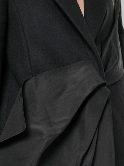 Shop Carolina Herrera Pleated Detail Coat In Black