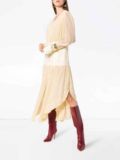 Shop Chloé Drop Waist Dress In Neutrals