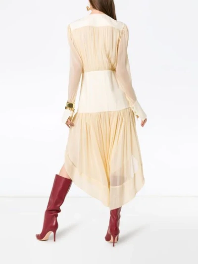 Shop Chloé Drop Waist Dress In Neutrals