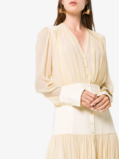 Shop Chloé Drop Waist Dress In Neutrals