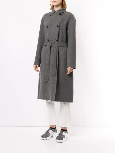 Shop Rag & Bone Belted Double-breasted Coat In Grey