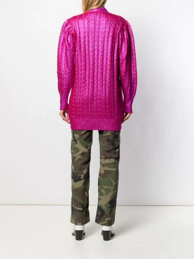 Shop Msgm V-neck Lurex Cardigan In Pink