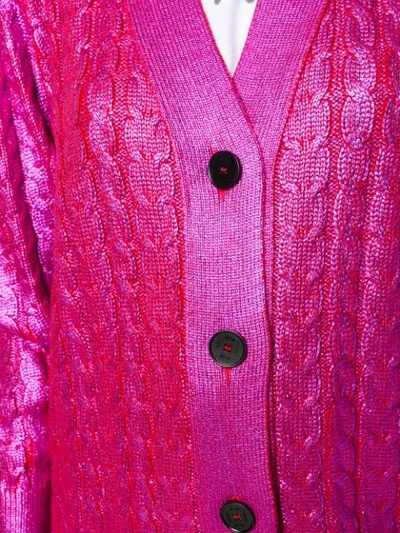 Shop Msgm V-neck Lurex Cardigan In Pink