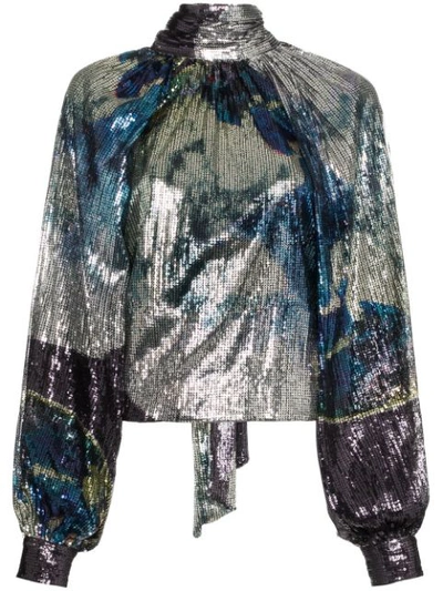 Shop Ganni Sequin-embellished Blouse