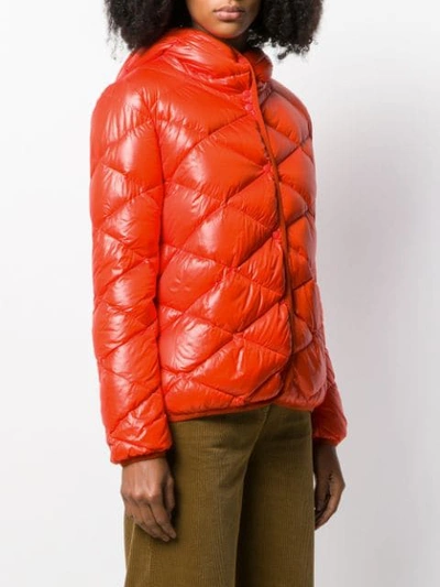Shop Aspesi Hooded Padded Jacket In Orange