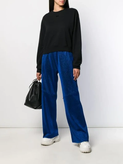 Shop Mm6 Maison Margiela Glitter Palazzo Trousers In Blue