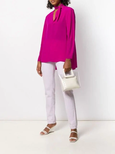 Shop Nude Silk Tie-neck Blouse In Pink