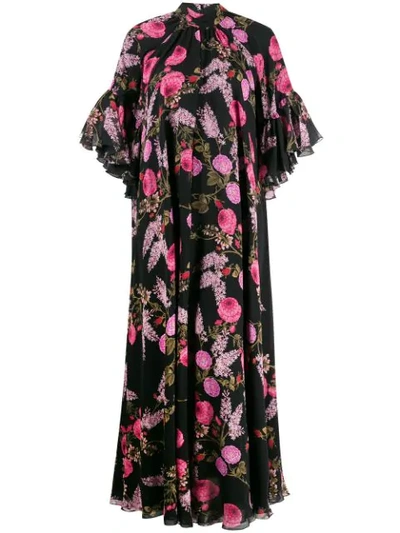 Shop Giambattista Valli Floral Print Long Dress In Black