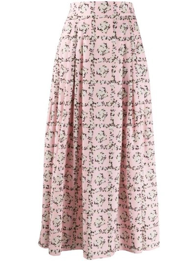 Shop Emilia Wickstead Square Rose Print Skirt In Pink