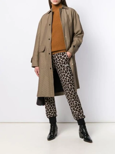 Shop Msgm Houndstooth Single-breasted Coat In Brown