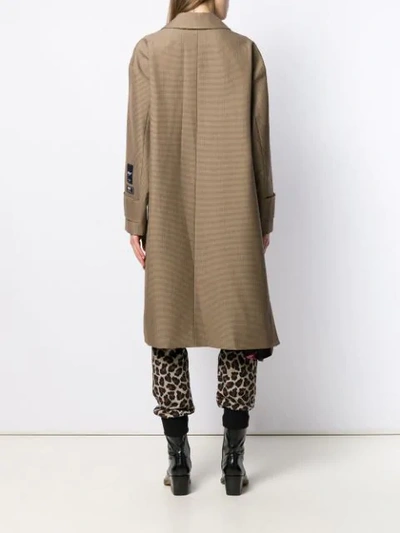 Shop Msgm Houndstooth Single-breasted Coat In Brown