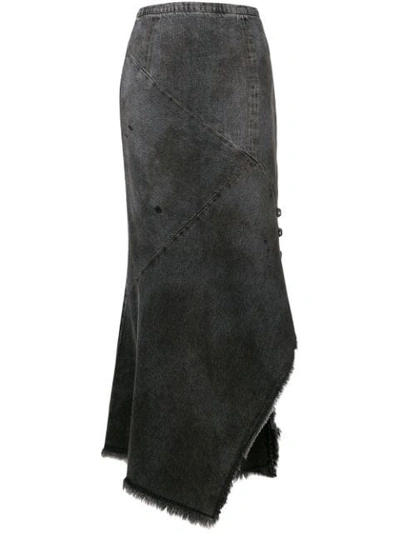 Shop Olivier Theyskens Long Denim Skirt In Grey
