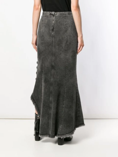 Shop Olivier Theyskens Long Denim Skirt In Grey