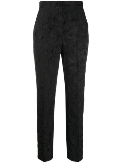 Shop Dolce & Gabbana Floral Brocade Trousers In Black