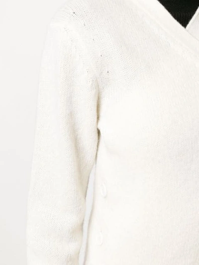 Shop Bottega Veneta Wrap Over Cardigan In White