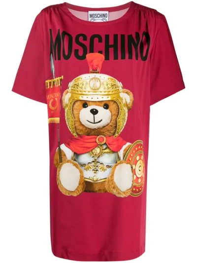 Shop Moschino Teddy Bear T-shirt Dress In Red
