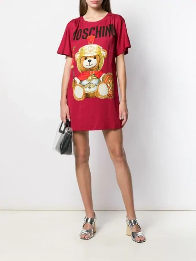 Shop Moschino Teddy Bear T-shirt Dress In Red