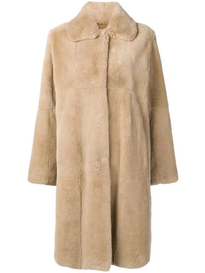 Shop Manzoni 24 Collared Coat In Neutrals