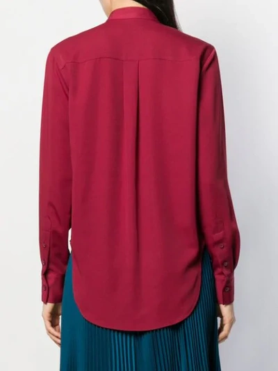 Shop Calvin Klein Mandarin Collar Shirt In Red