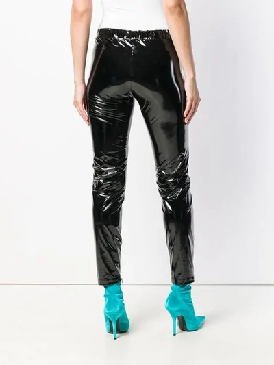 Shop Versace Jeans Shiny Stretch Leggings - Black