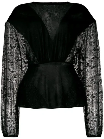 Shop Giambattista Valli Lace Panel Blouse In Black