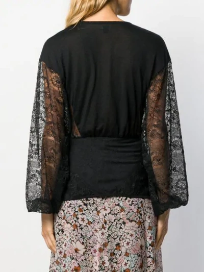 Shop Giambattista Valli Lace Panel Blouse In Black