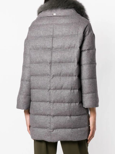 Shop Herno Hooded Padded Coat - Grey