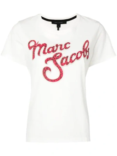 Shop Marc Jacobs Distressed Logo T-shirt - White