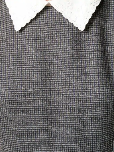 Shop Fendi Micro Check Pleated Dress In Grey
