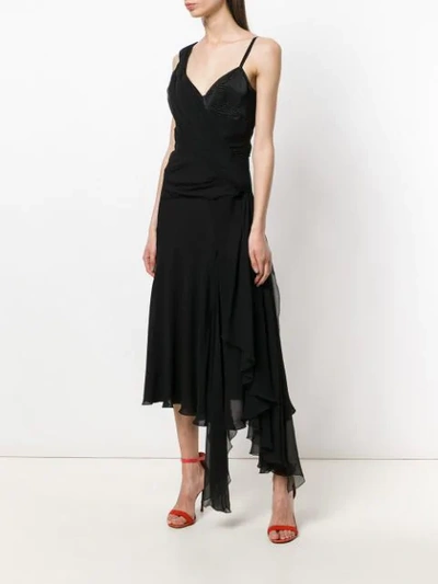 Shop Ermanno Scervino Asymmetric Midi Dress - Black