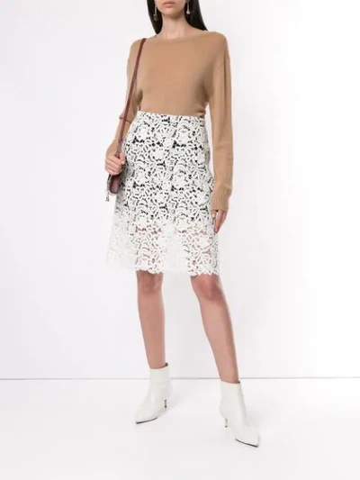 Shop Chloé Lace Midi Skirt In White